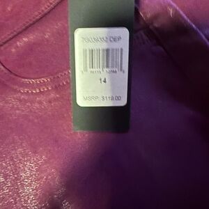 Ladies ankle skinny faux leather maroon pants. Size 14
